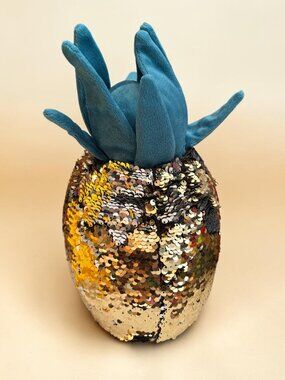 Sequin Pineapple Plush Mermaid Sequins Decorative Accent Pillow 12 Inches Tall